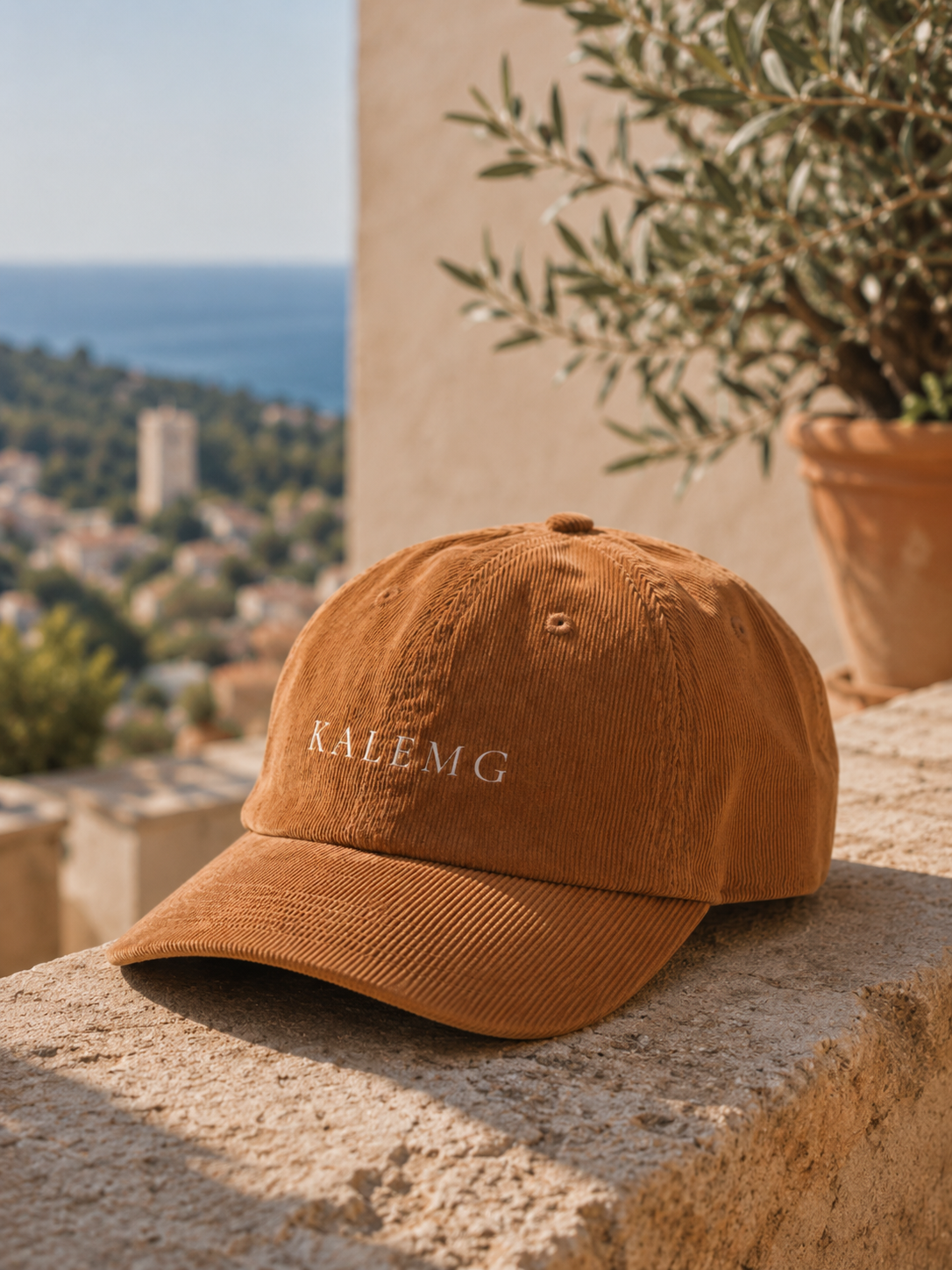 Casquette en velours côtelé camel