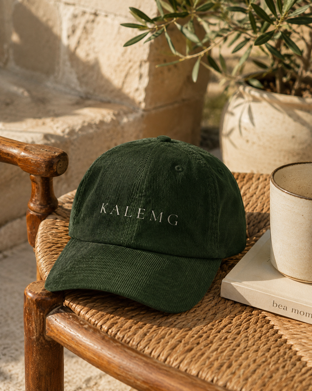 Casquette en velours côtelé kaki